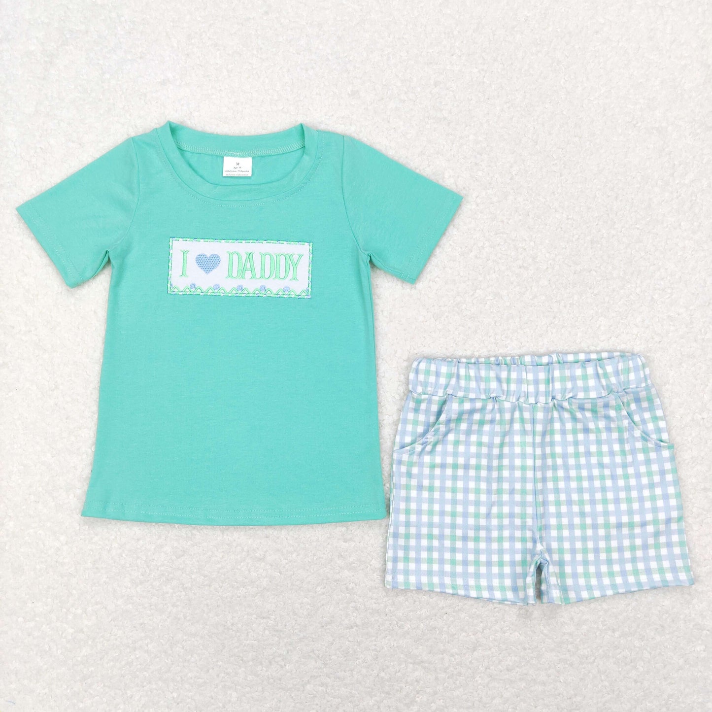 BSSO0406 love embroidery daddy shorts SUMMER boy outfits RTS 202401