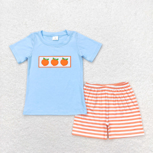 BSSO0417 Embroidery peach shorts boy summer outfit 202404 RTS