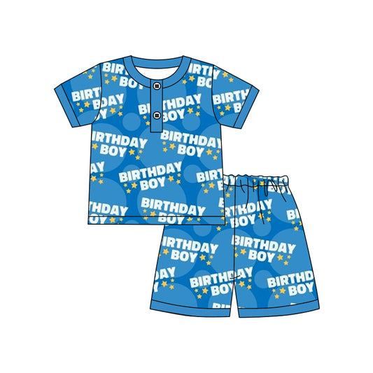 BSSO0427 western star happy birthday short sleeve boy shorts outfit preorder 20231130 RTS