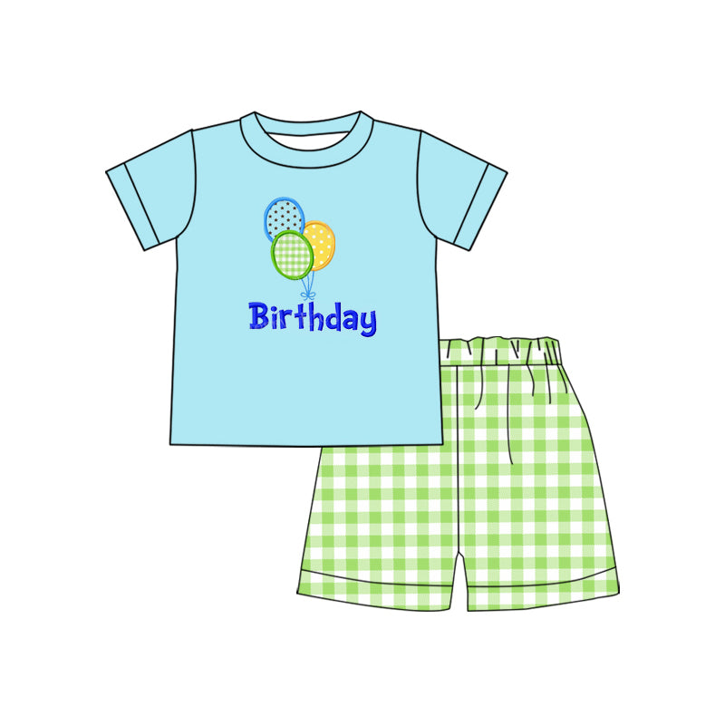 BSSO0428 western bulloon happy birthday short sleeve boy shorts outfit preorder 20231130