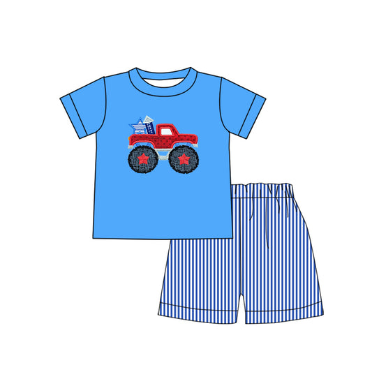 BSSO0429 western dirt car short sleeve boy shorts outfit preorder 20231130 back to school pencil