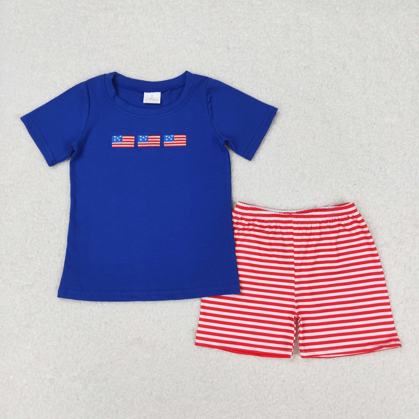 BSSO0434 western embroidery  American flag 4th july short sleeve boy shorts outfit 202405 RTS sibling