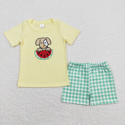 BSSO0446 western embroidery dog watermelon boy shorts outfit  202403