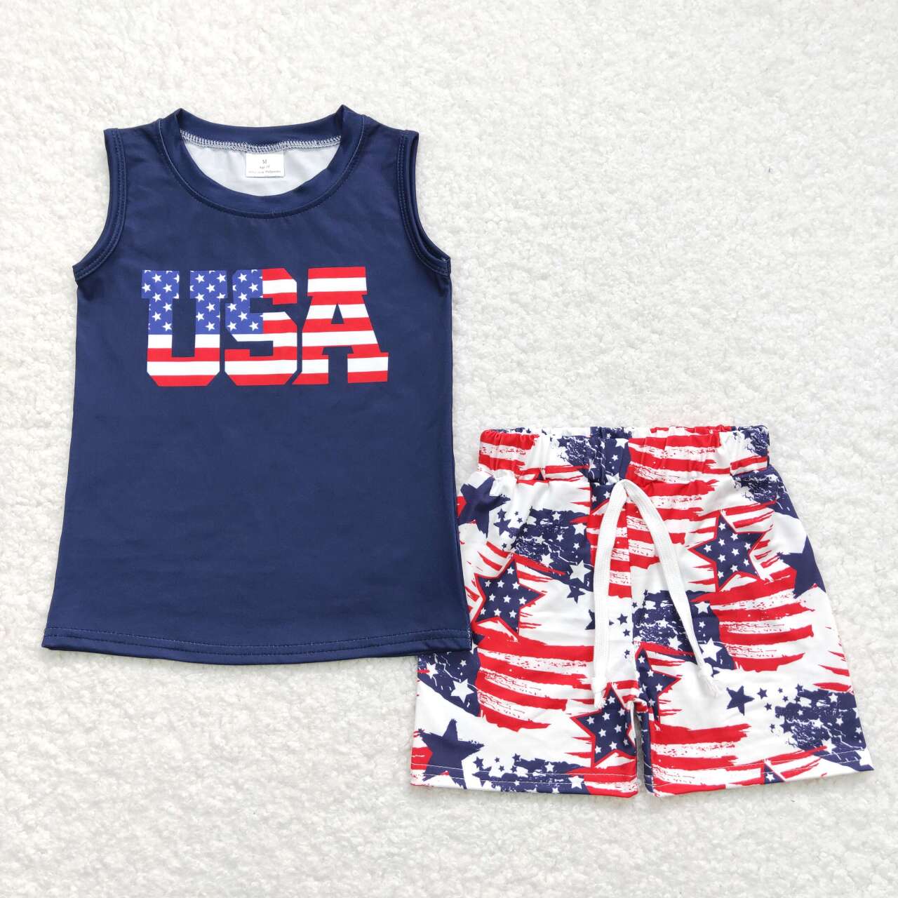 BSSO0461 RTS July 4th boy shorts outfit 202403