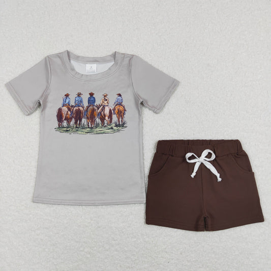 BSSO0500  RTS western horse shorts summer boy clothes outfit 202312