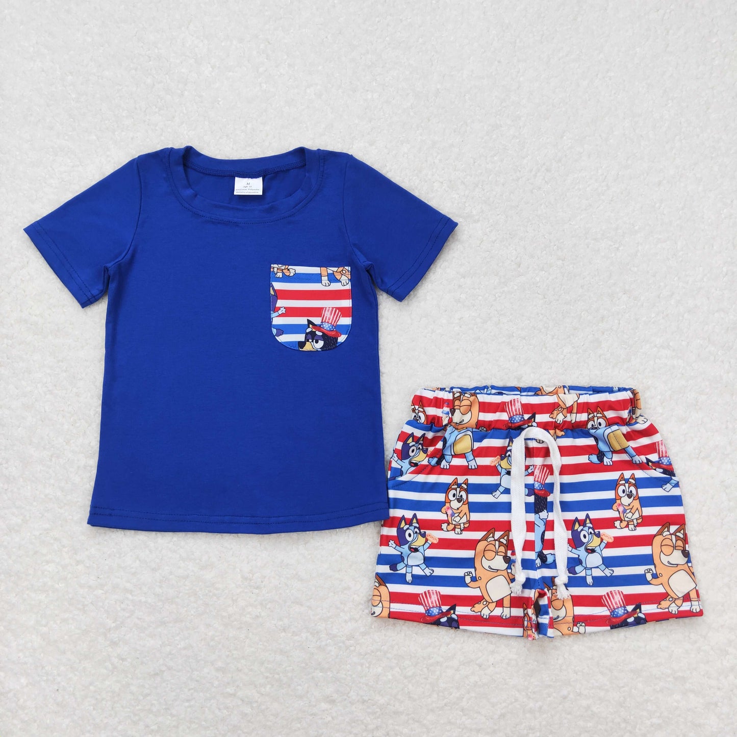 BSSO0513 RTS western bluey dog July 4th shorts summer boy clothes outfit 202404