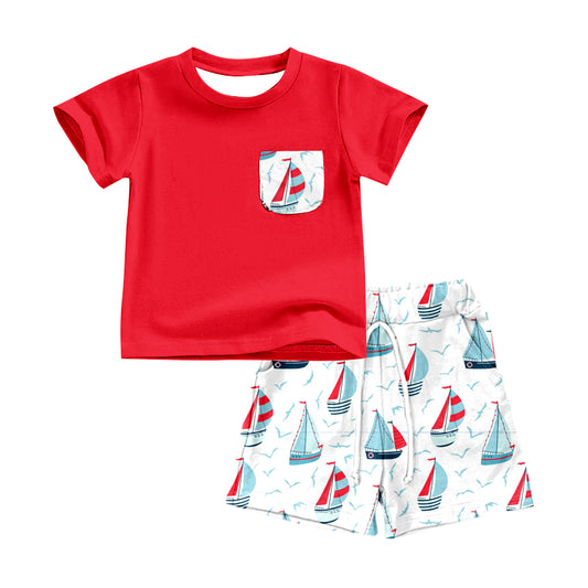 BSSO0552 preorder sailboat western summer boy outfit