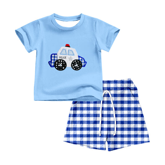 BSSO0553 preorder policecar western summer boy outfit