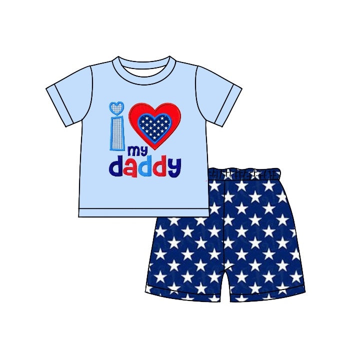 BSSO0558 preorderJuly 4th i love Daddy shorts summer boy outfit 202401