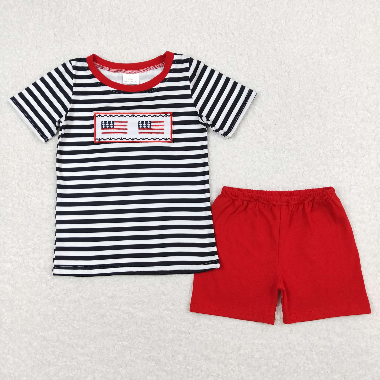 BSSO0565 embroideryUSA July 4th shorts summer boy outfit 202403 RTS