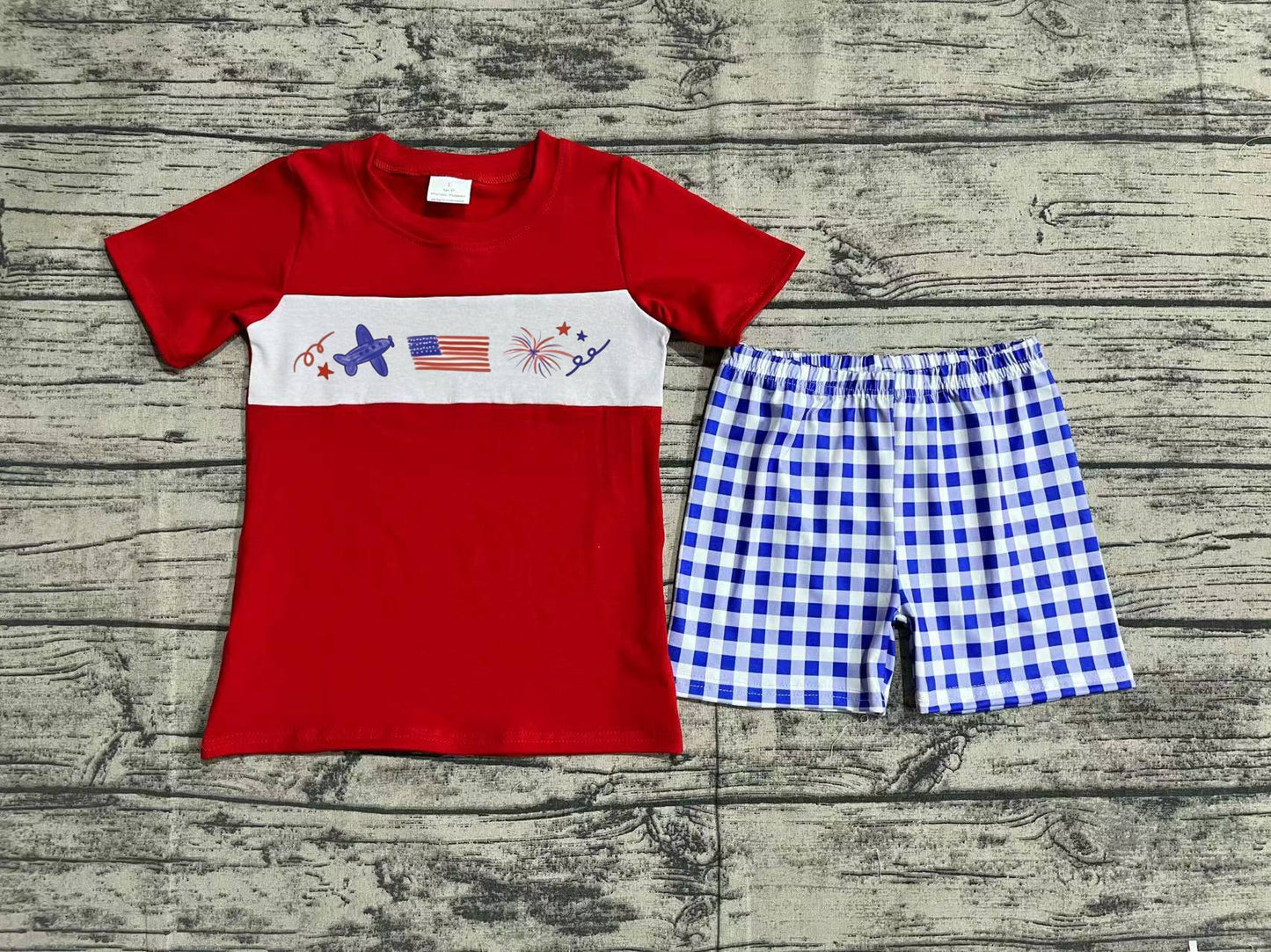 BSSO0584 july 4th embroidery boy shorts outfit 202404 rts