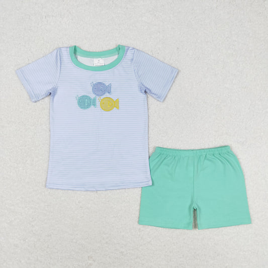 BSSO0587  embroidery fish shorts summer boy outfit 202405 RTS