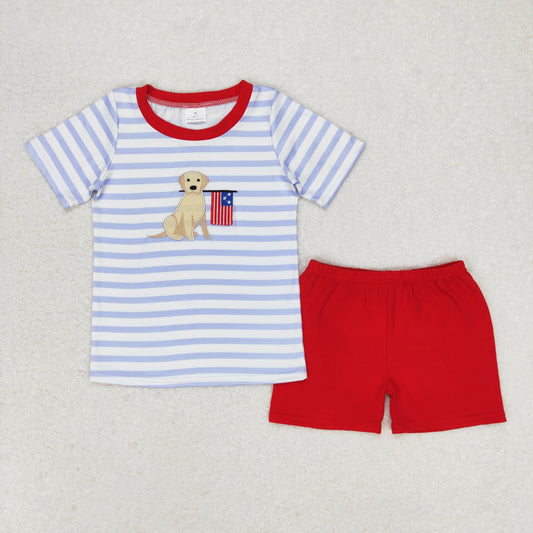 BSSO0619  embroidery  4th july dog shorts boy summer outfit 202405 RTS