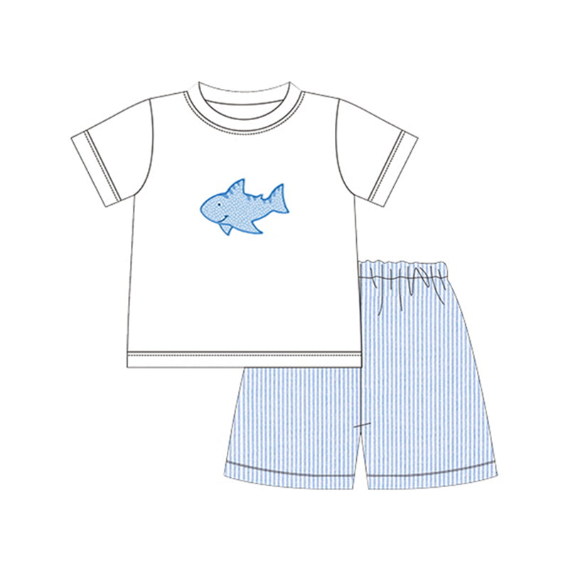 BSSO0626 preorder embroidery fish boy shorts outfit 202401