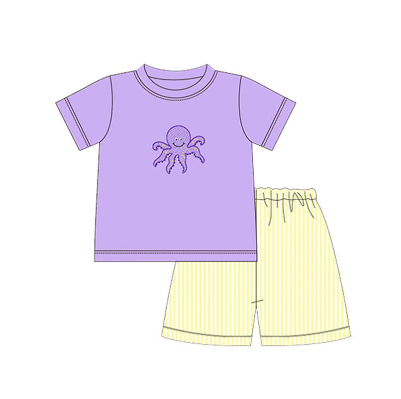 BSSO0627 preorder embroidery octopus boy shorts outfit 202401