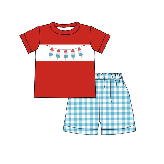 BSSO0634 Embroidery July 4th ice pop boy dog shorts boy summer outfit 202401 preorder