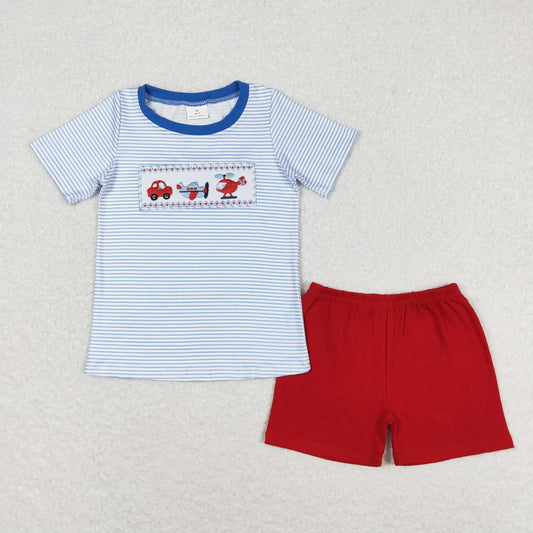 BSSO0649 embroidery plane car shorts boy summer outfit 202405 RTS
