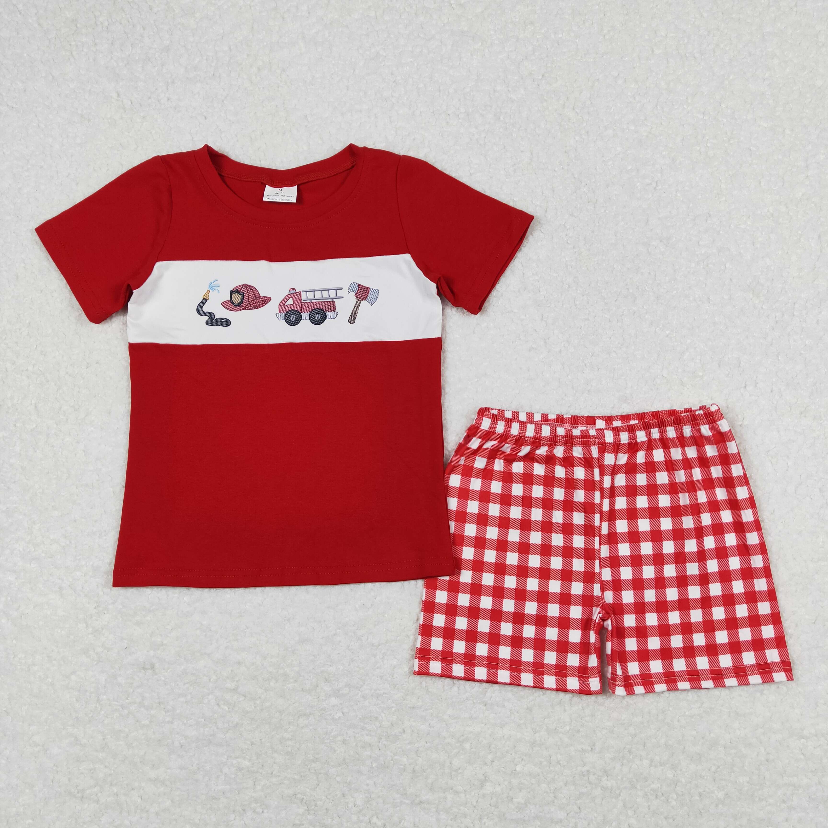 BSSO0666 shorts fire engine boy flower summer outfit 202403 RTS – ZHOHAO-2