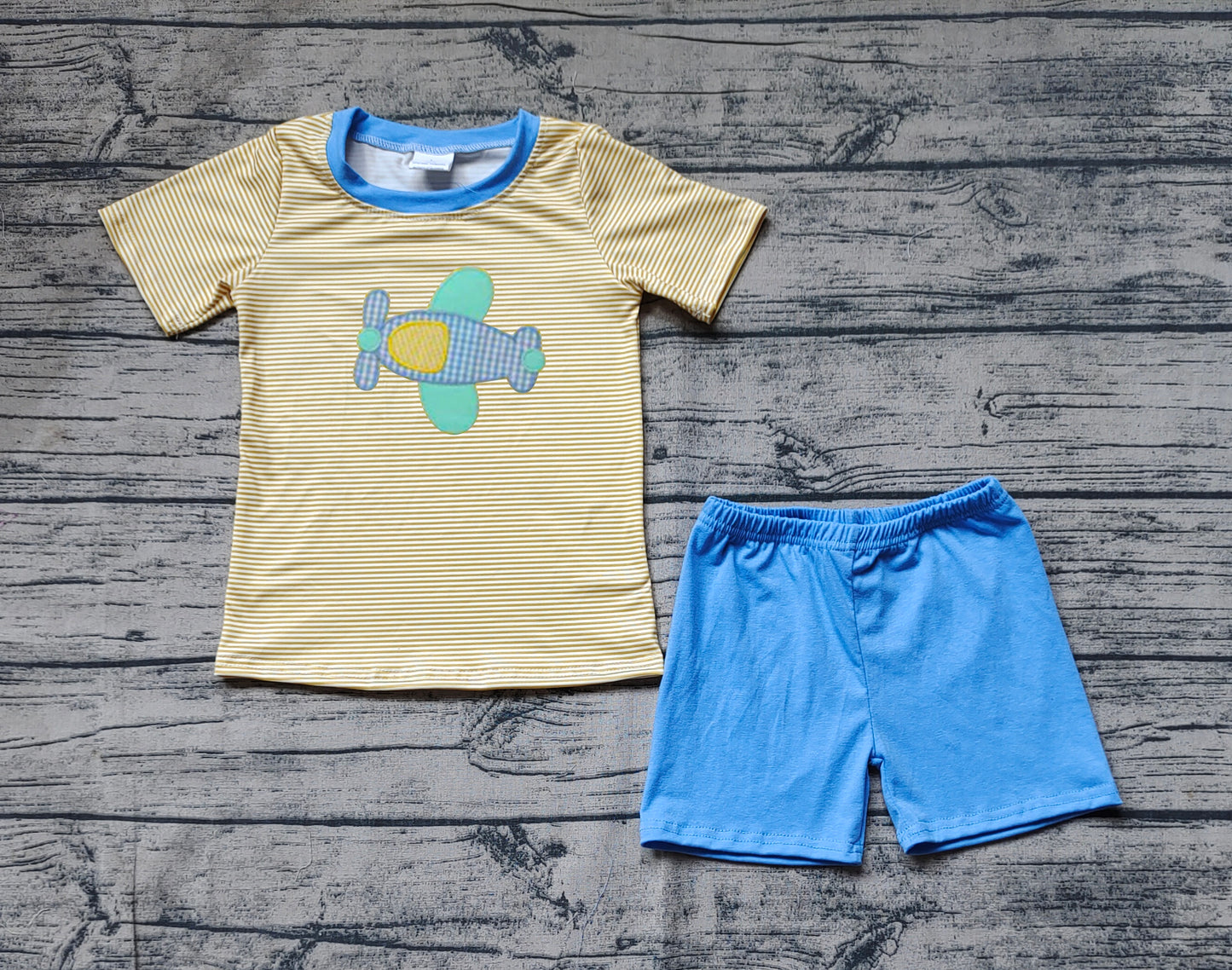 BSSO0724  Embroidery plane boy shorts outfit 202406 rts