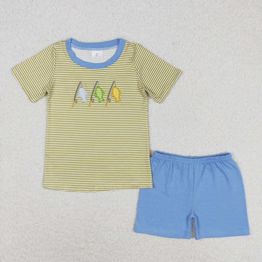 BSSO0732  embroidery fish summer boy outfit 202405 RTS