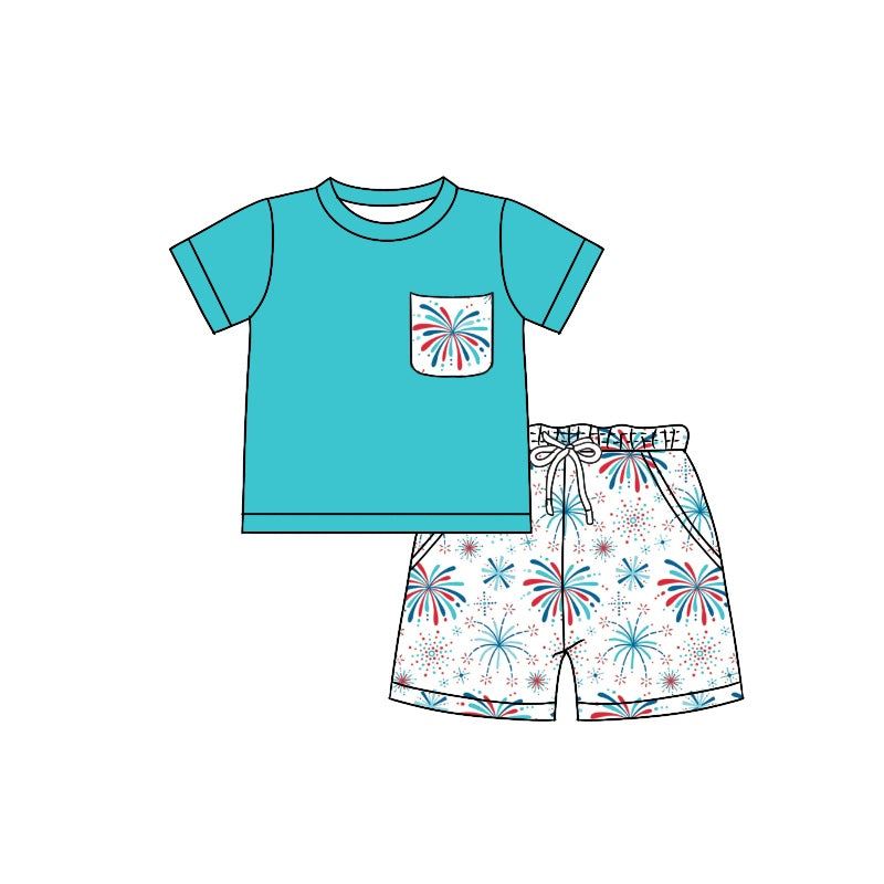 BSSO0750 preorder firework 4th july summer boy outfit 202402