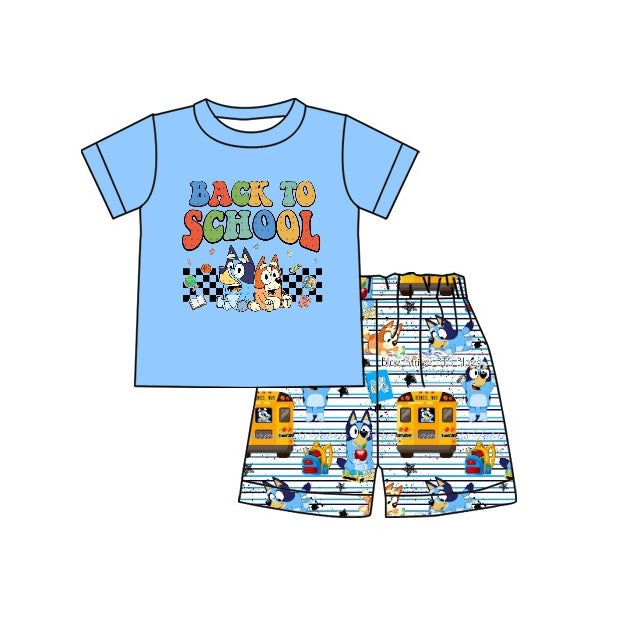 BSSO0772 preorder bluey dog back to school summer boy short outfit 202402