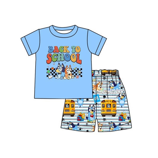 BSSO0772 preorder bluey dog back to school summer boy short outfit 202402