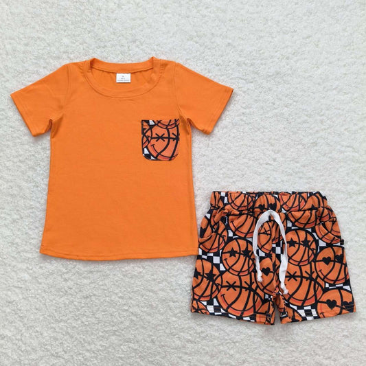 BSSO0789  Ball basketball football smile boy shorts outfit 202404 RTS