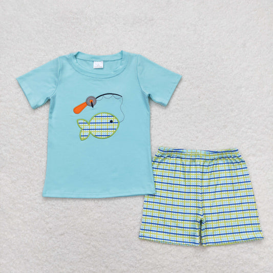 BSSO0798 embroidery fish boy shorts outfit 202404 RTS