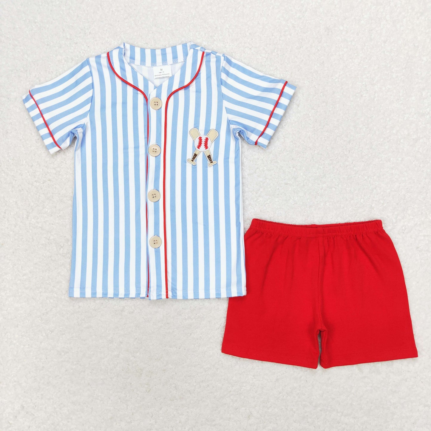 BSSO0800 embroidery shorts blue stripe boy summer outfit 202406 RTS