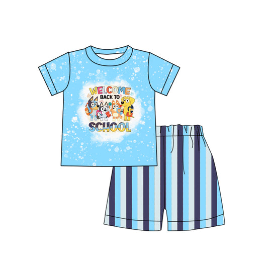 BSSO0804 preorder back to school bluey dog summer boy short outfit 202403