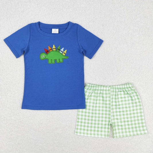 BSSO0805 embroidery dinosaur shorts boy summer outfit 202405 RTS