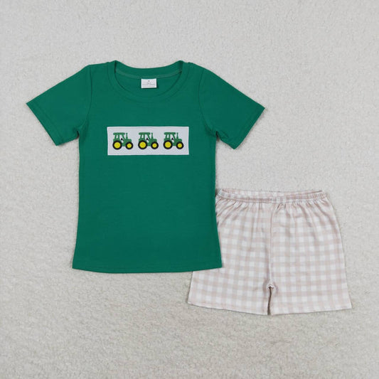 BSSO0809 Embroidery shorts tractor boy summer outfit 202405 RTS