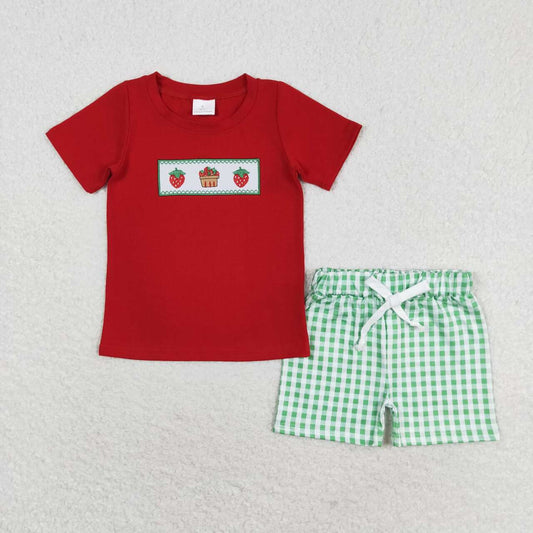 BSSO0810 shorts embroidery  cake strawberry boy summer outfit 202405 RTS