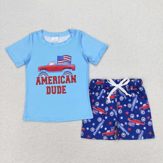 BSSO0823 组合 shorts  4th July boy summer outfit 202406  RTS