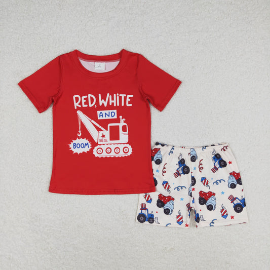 BSSO0825 组合 Tractor shorts  4th July boy summer outfit 202405