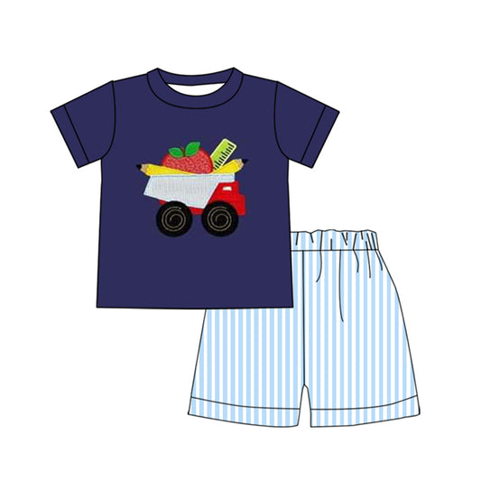 BSSO0835 preorder back to school apple ruler summer boy short outfit 202403