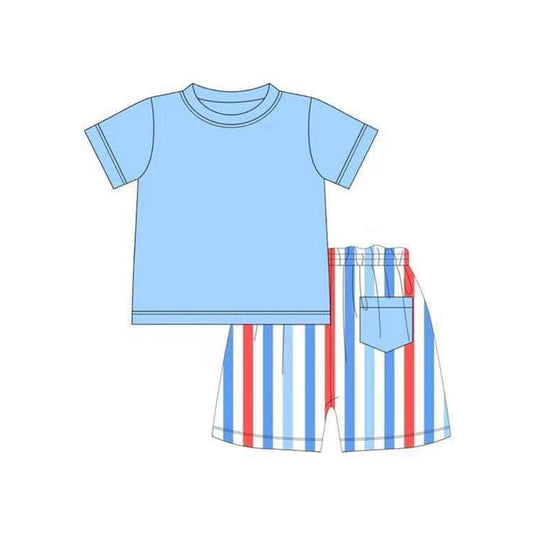 BSSO0843 4th july blue shorts boy summer outfit 202403 preorder