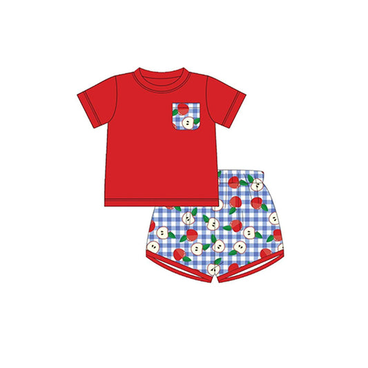 BSSO0851 preorder back to school apple summer boy short outfit 202403