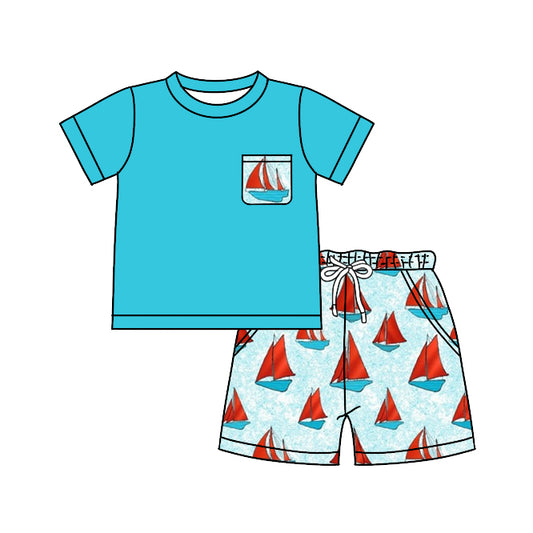 BSSO0870 sailboat shorts western boy summer outfit 202403 preorder