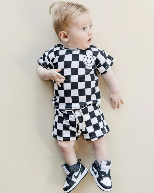 BSSO0973 smile checkerboard preorder boy shorts outfit 202404