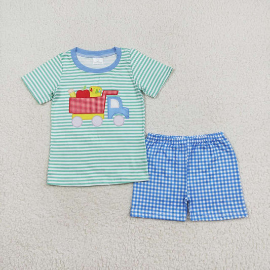 BSSO0978 Back to school  apple boy shorts outfit 202406 RTS