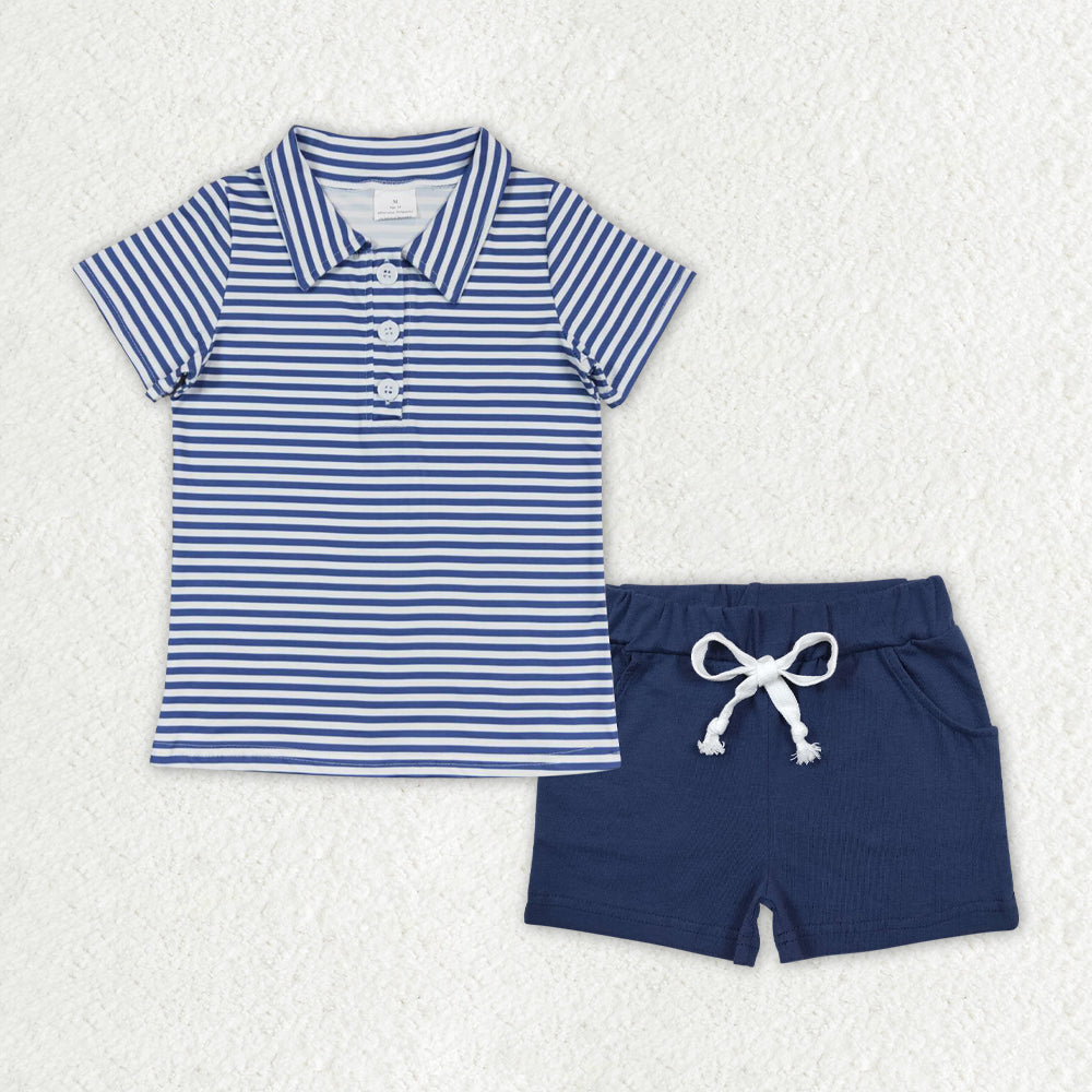 BSSO0100 组合  Blue  cotton shorts boy summer outfit 202406 RTS