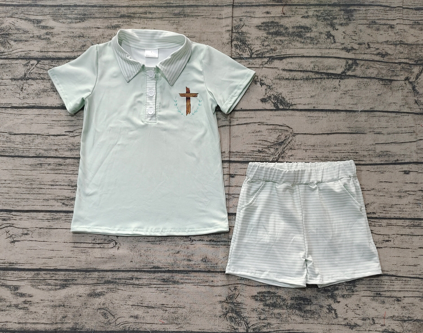 BSSO1025 Easter cross boy summer outfit 202412  PREORDER