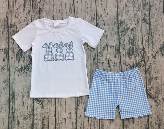 BSSO1123 embroidery Easter bunny boy summer outfit 202509 preorder