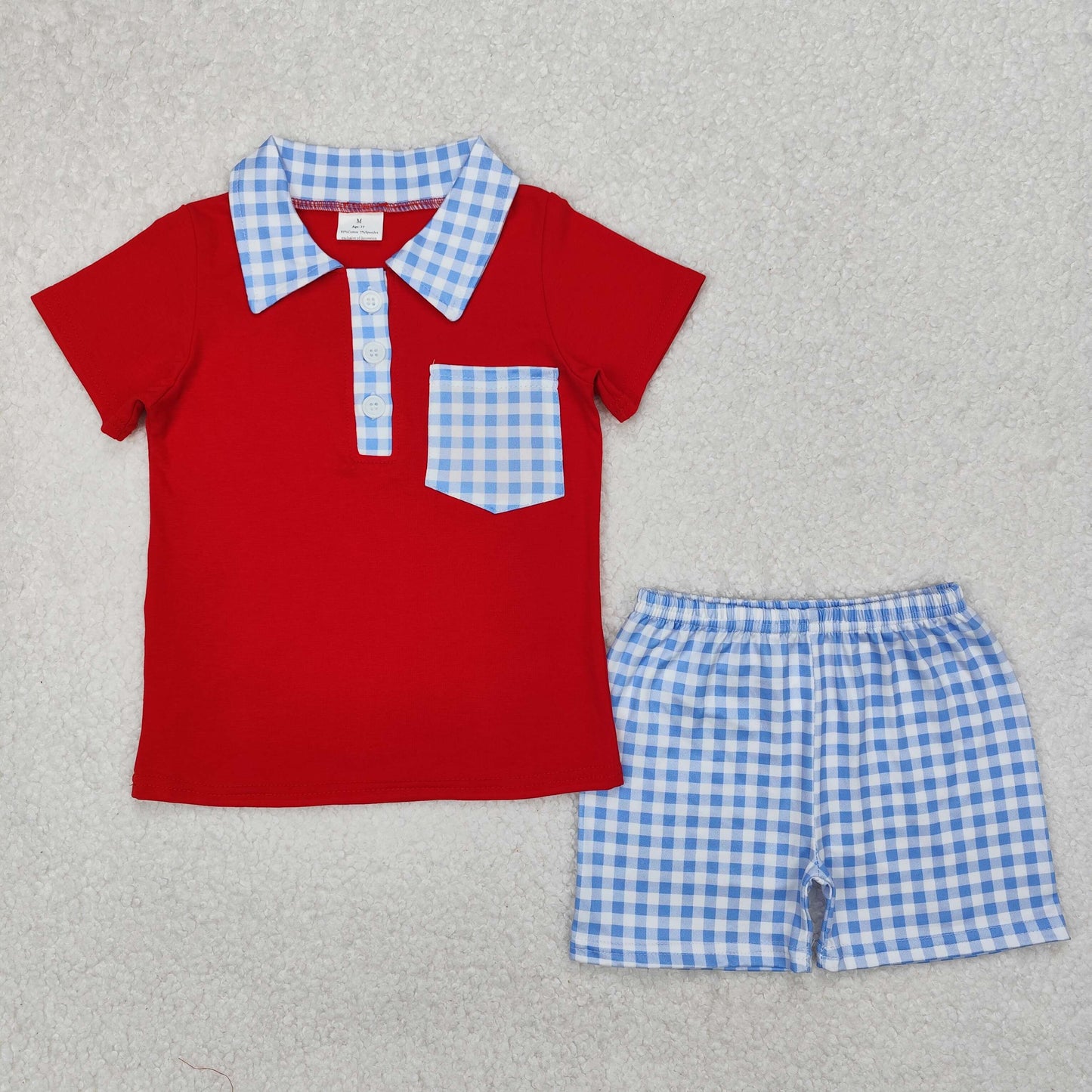 BSSO1152 USA Flag 4th July shorts blue pocket plaid red boy summer outfit 202503 RTS