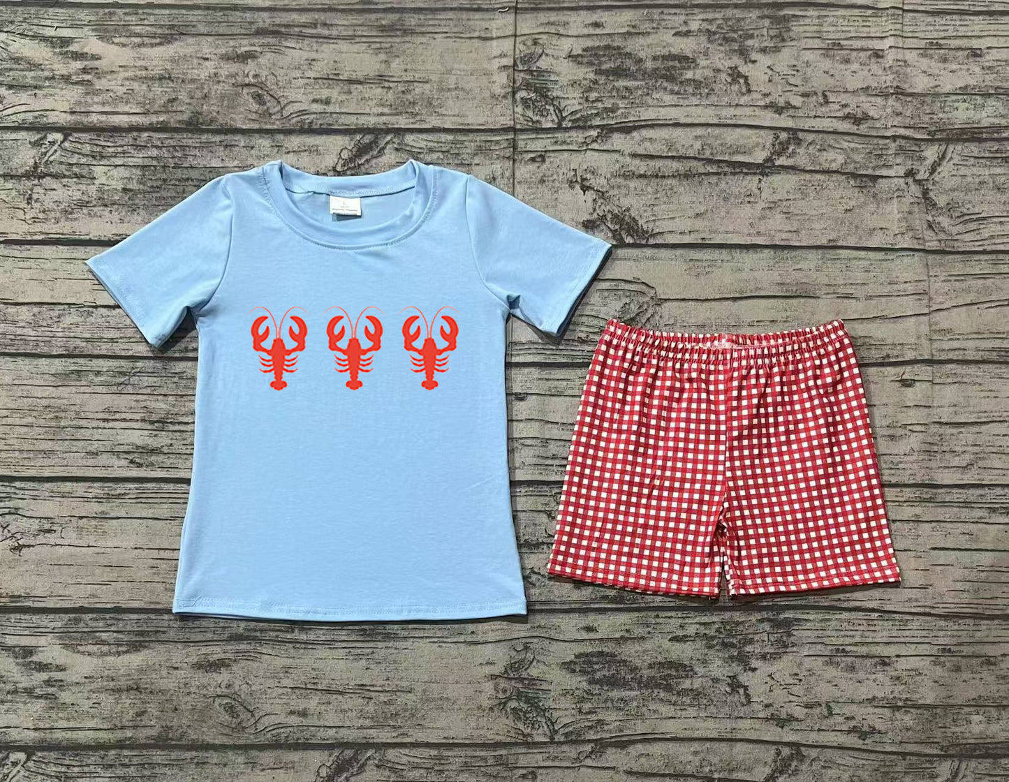 BSSO1161 cray fish emboridery  boy summer outfit 202412 preorder