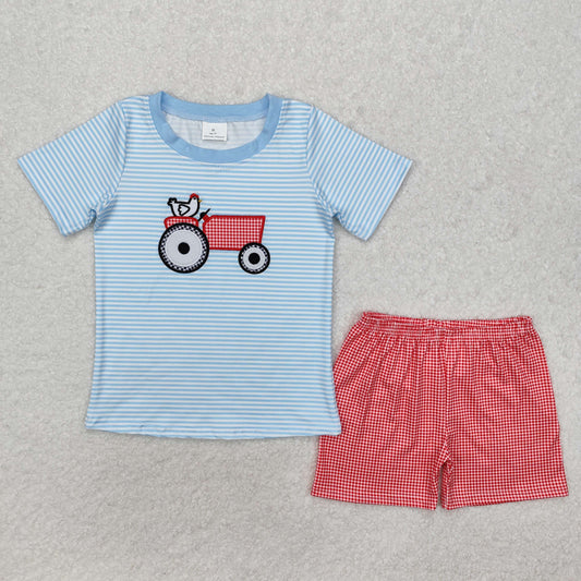 BSSO1172 embroidery chicken boy summer outfit 202501 RTS