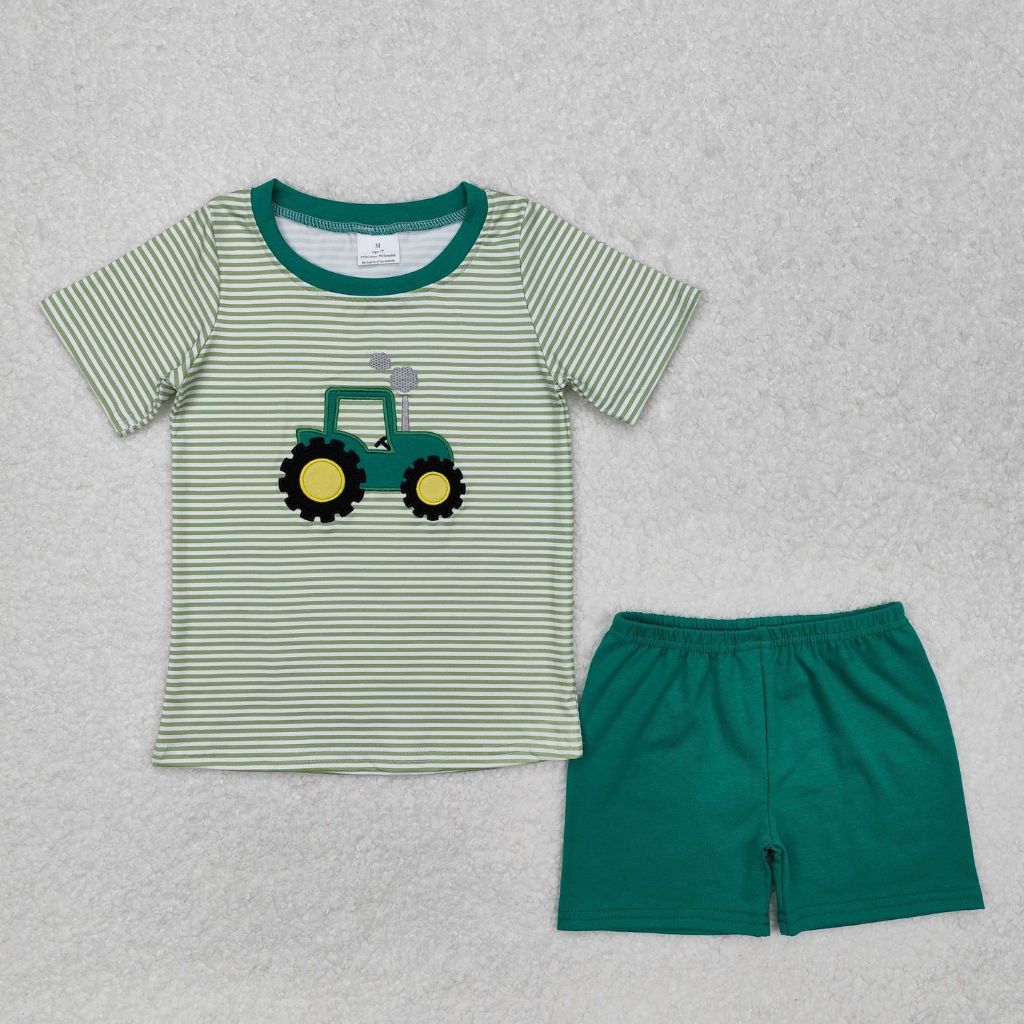 BSSO1184 embroidery tractor boy summer outfit 202412 RTS Free shipping order $100+ 