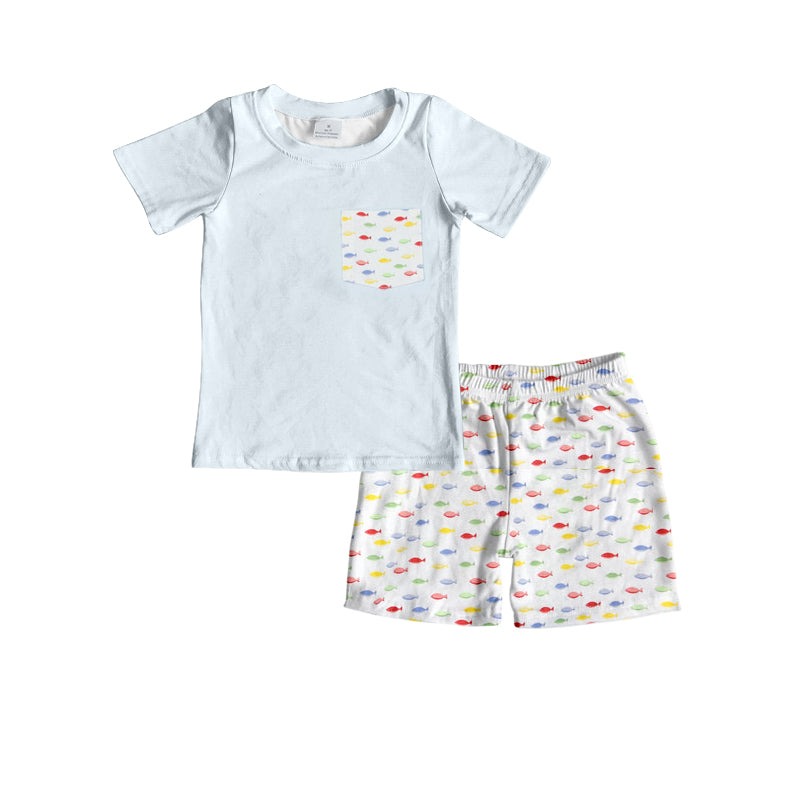 BSSO1277 fish 4th July boy  summer outfit 202501 preorder